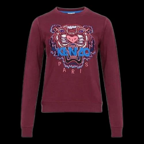 KENZO Tiger Head Pattern Long Sleeves Pullover Hoodie Red (Women's)
