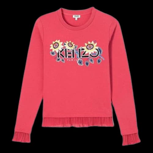 KENZO SS21 Paris PassionLogo Embroidered Round Neck Hoodie Pink (Women's)
