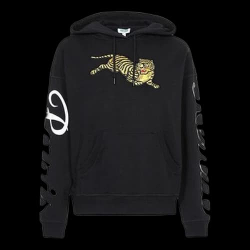KENZO Tiger Embroidered hooded Sports Unisex Black
