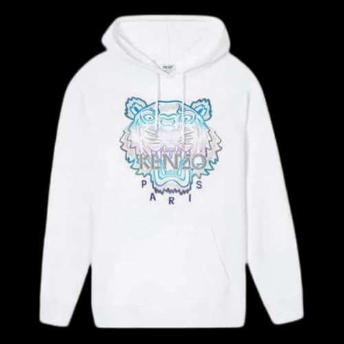 KENZO Series Tiger Head Embroidery Hooded Hedging Hoodie White (Women's)