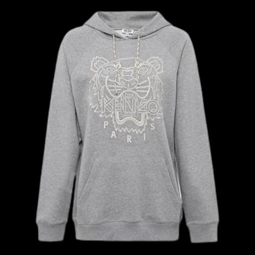 KENZO Large Tiger Head Hoodie 'Light Grey' (Women's)