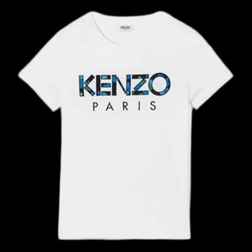 KENZO Multi-Color Logo Embroidered Short Sleeve White