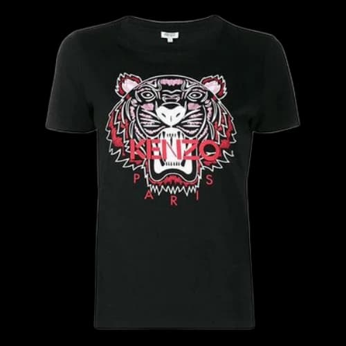 KENZO Tiger Head Printing Logo Pure Cotton Black