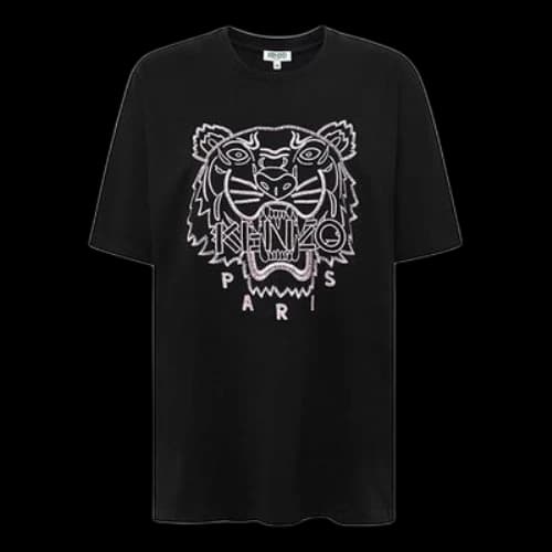 KENZO Large Tiger Head Short Sleeve Pure Cotton Black
