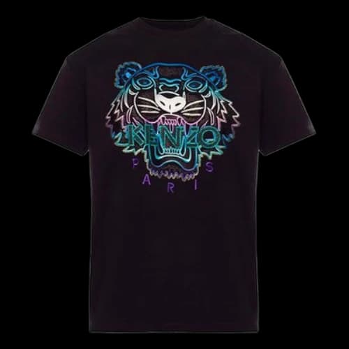 KENZO Holiday Capsule Tiger Embroidery Round-neck Short Sleeve Black