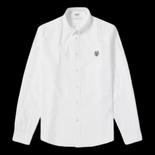 KENZO Tiger Head Embroidered Business Casual Shirt White