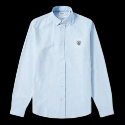 KENZO SS21 Embroidered Casual Long Sleeves Shirt Light Blue