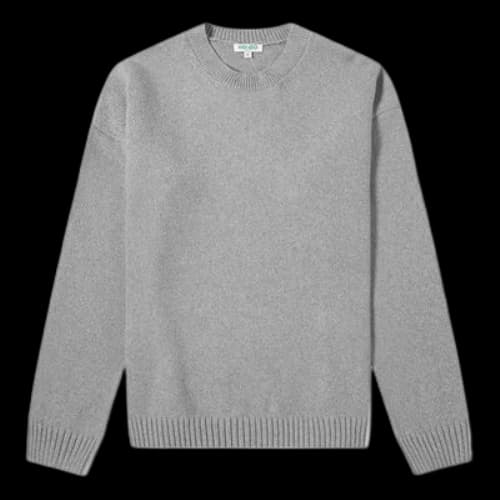 KENZO Solid Color Round Neck Long Sleeves Pullover Gray