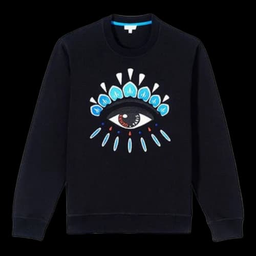 KENZO Eye Embroidered Long Sleeves Round Neck Black