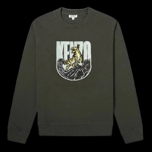 KENZO Gold TIGER Alphabet Pattern Sweatshirt 'Military Green'