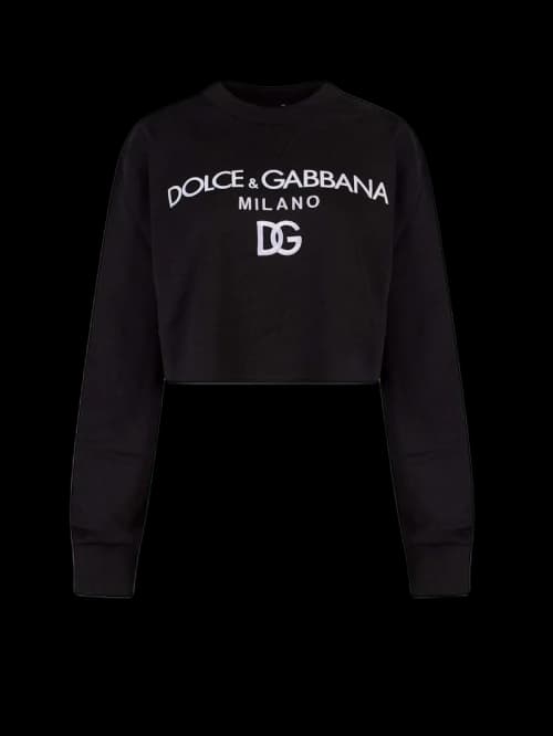 Dolce & Gabbana Woman Cotton Frontal Logo Sweatshirt Black