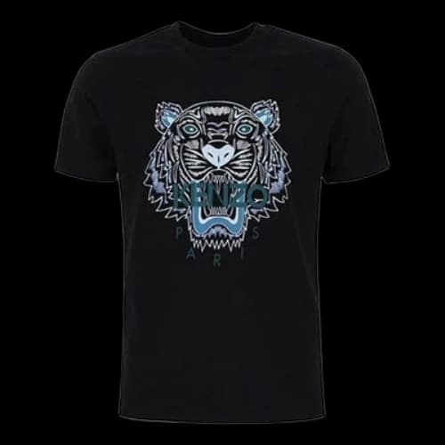 KENZO SS21 Tiger Head Pattern Short Sleeve Round Neck Black T-Shirt