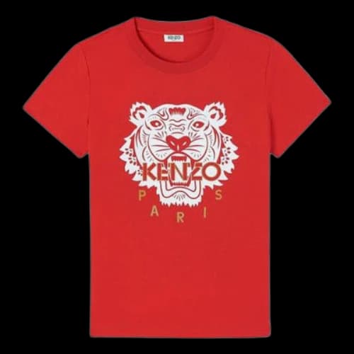 KENZO Tiger Head Alphabet Logo Printing Cotton Short Sleeve Red