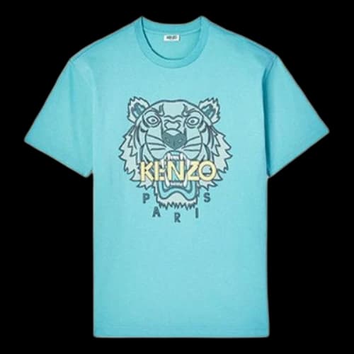 KENZO Tiger Head Printing Cotton Short Sleeve Blue
