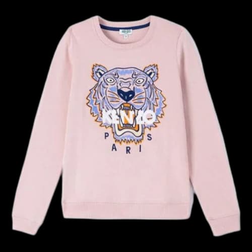 KENZO Classic Tiger Head Printing Round Neck Hoodie Pink (Women's)