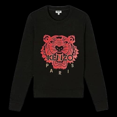 KENZO Tiger Head Cozy Round Neck Long Sleeves Hoodie Black (Women's)
