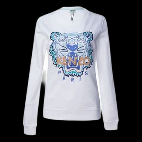 KENZO Tiger Head Round Neck Long Sleeves Hoodie White (Women's)