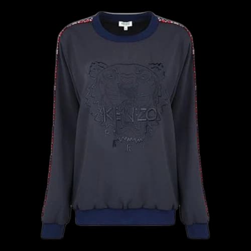 KENZO Tiger Alphabet Printing Pattern Long Sleeves Round Neck Hoodie Dark Blue (Women's)