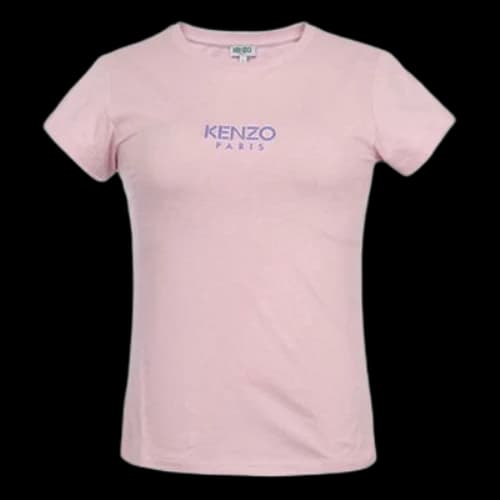 KENZO Alphabet Logo Pure Cotton Round Neck Short Sleeve Light Pink T-Shirt