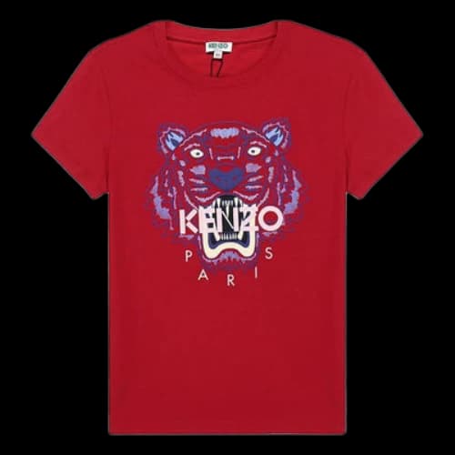 KENZO Tiger Head Pattern Round Neck Short Sleeve Red