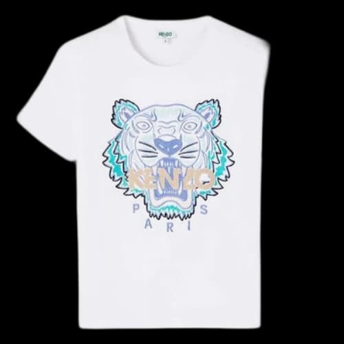 KENZO Embroidered Tiger Head Cotton Short Sleeve White