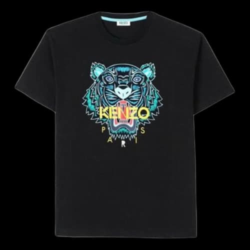 KENZO Offset Printing Tiger Head Pattern Short Sleeve Black T-Shirt