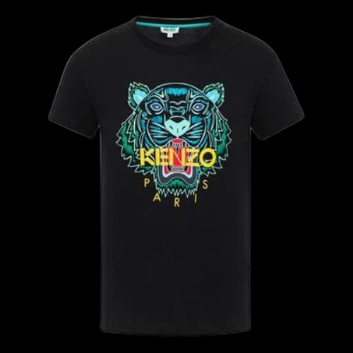 KENZO Classic Tiger Head Pattern Short Sleeve Black