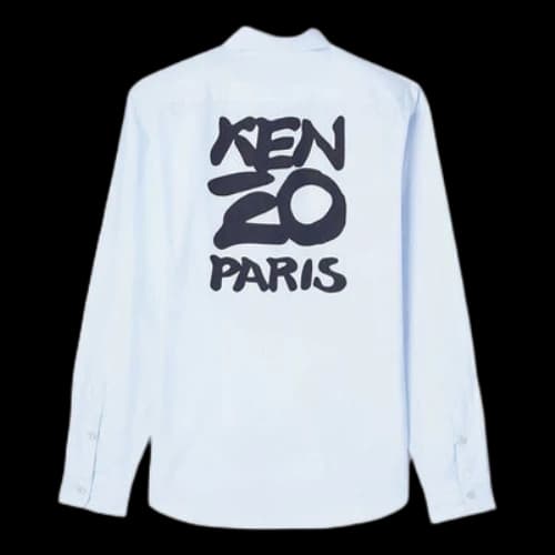 KENZO Printing Logo Long Sleeves Shirt Light Blue