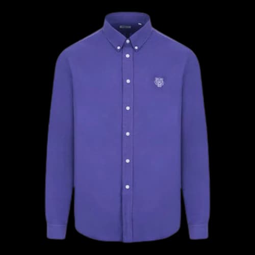 KENZO FW20 Tiger Head Pattern Long Sleeve Shirt Male Blue