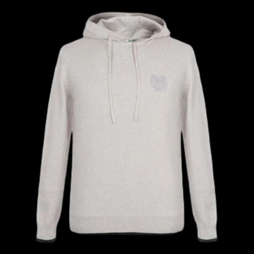 KENZO Solid Color Tiger Head Embroidered Pearl Gray