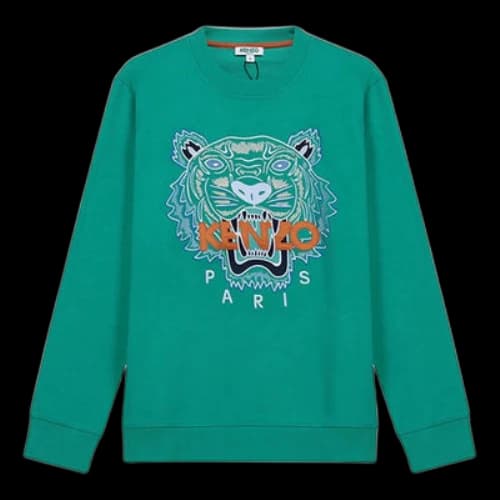 KENZO SS21 Tiger Sweatshirt Classic Pattern Embroidered Long Sleeves Green