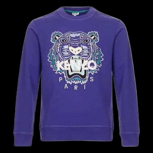 KENZO SS21 Tiger Sweatshirt Classic Pattern Embroidered Long Sleeves Purple