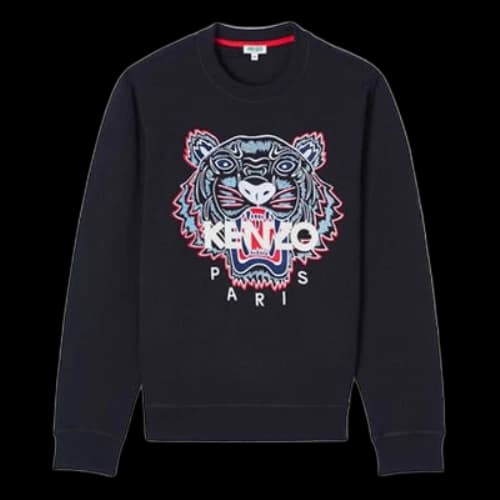 KENZO Tiger Classic Tiger Embroidered Long Sleeve Sweatshirt Unisex Black