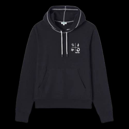 KENZO Printing Pattern Drawstring Hoodie 'Black White'