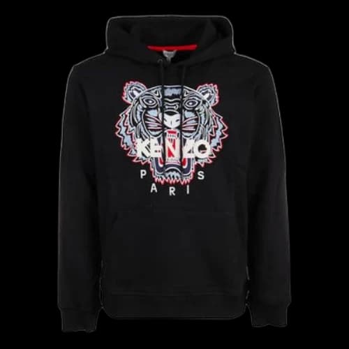 KENZO Tiger Head Embroidered Pattern hooded Sports Black