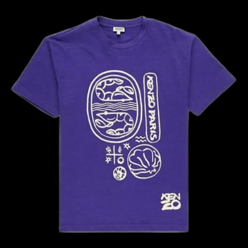 KENZO Cotton Round Neck Short Sleeve Purple