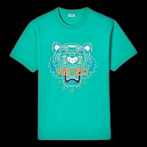 KENZO Classic Tiger Head Printing Round Neck Short Sleeve Mint Green