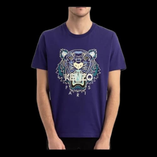 KENZO Classic Tiger Head Printing Round Neck Short Sleeve Purple
