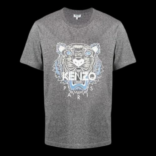 KENZO Classic Tiger Head Printing Round Neck Short Sleeve Gray