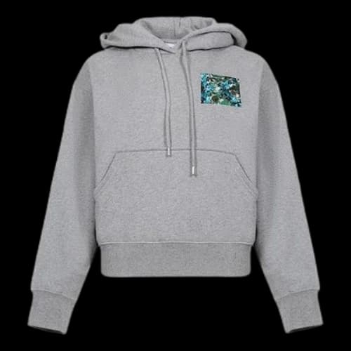 KENZO SS21 Pattern Long Sleeves Fleece Lined Hoodie Gray (Women's)