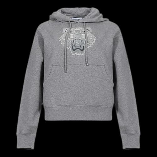 KENZO Tiger Flock Tiger Head Loose Hoodie Gray (Women's)
