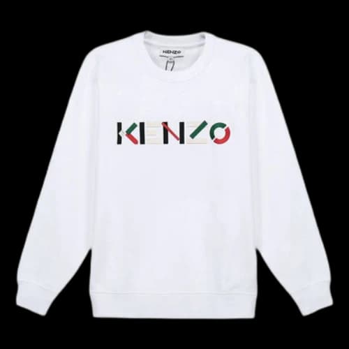 KENZO FW20 Embroidered Logo Round Neck Long Sleeves Sports White Hoodie (Women's)