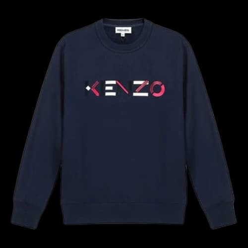 KENZO FW20 Logo Pattern Round Neck Long Sleeves Sports Navy Blue Hoodie (Women's)
