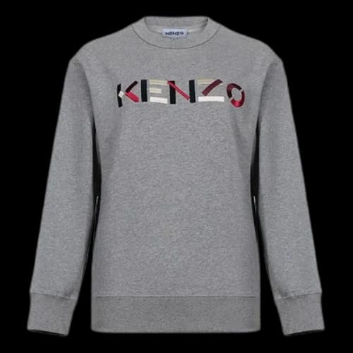 KENZO FW20 Cotton Embroidered Logo Pattern Fleece Lined Pearl Gray Hoodie (Women's)