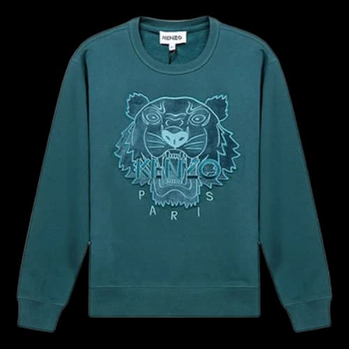 KENZO Velvet Embroidery Round-neck Long Sleeve Swea Green (Women's)