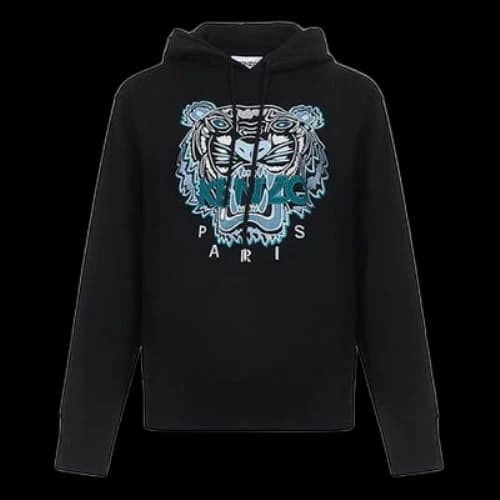 KENZO Embroidery Cotton Hoodie Black (Women's)