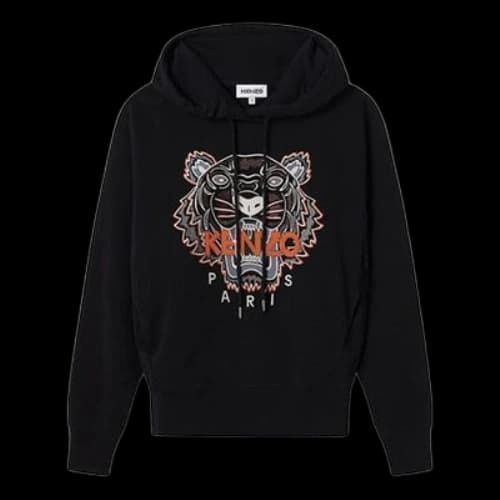 KENZO Tiger Head Embroidered Cotton Hoodie Black (Women's)