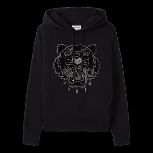 KENZO Tiger Head Embroidered Alphabet Hoodie Black (Women's)