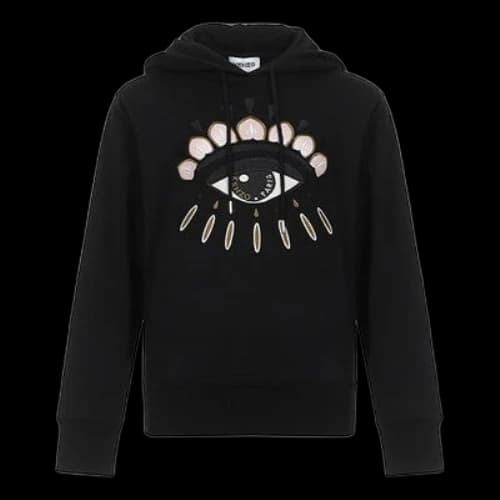 KENZO Eye Embroidered Pattern hooded Long Sleeves Hoodie Sports Black (Women's)