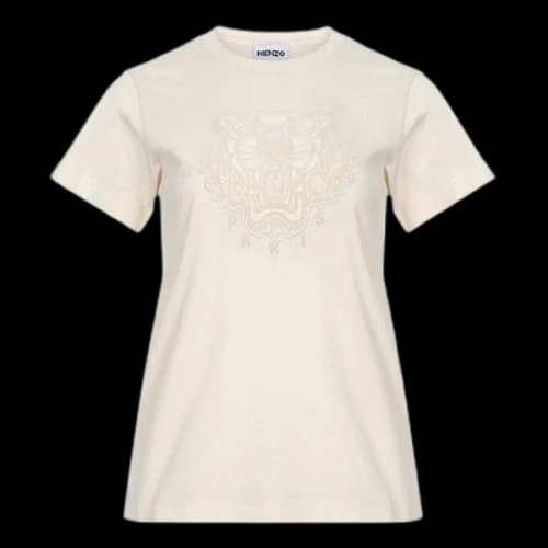 KENZO Tiger Head Pattern Slim Fit Round Neck Short Sleeve Cream Yellow